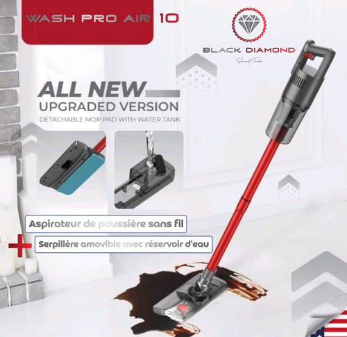 Aspirateur Wash Pro Air 10 : SANS fil + Serpillère avec réservoir d'eau