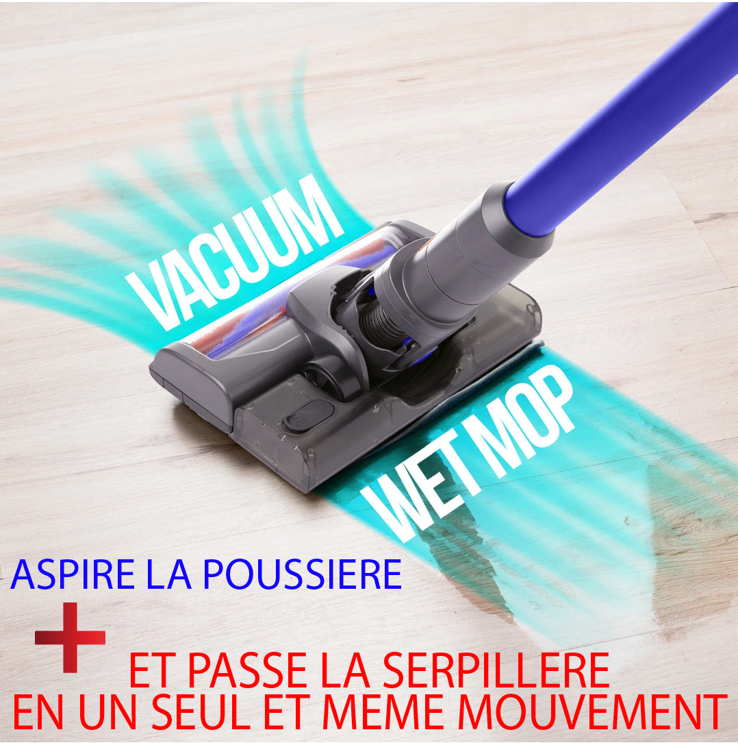Aspirateur Wash Pro Air Max 15 :Deluxe SANS Fil + Serpillère avec réservoir d'eau