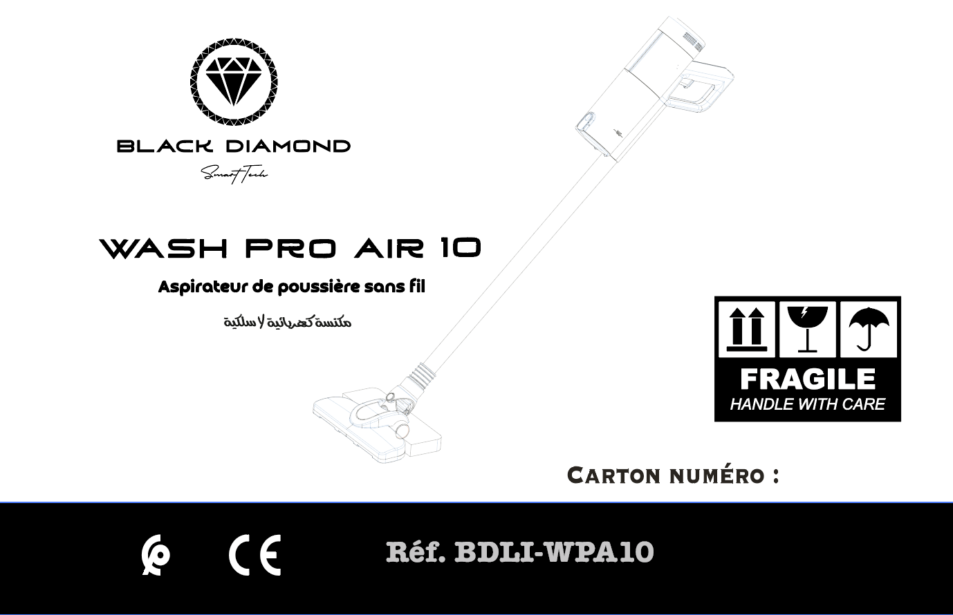 Aspirateur Wash Pro Air 10 : SANS fil + Serpillère avec réservoir d'eau