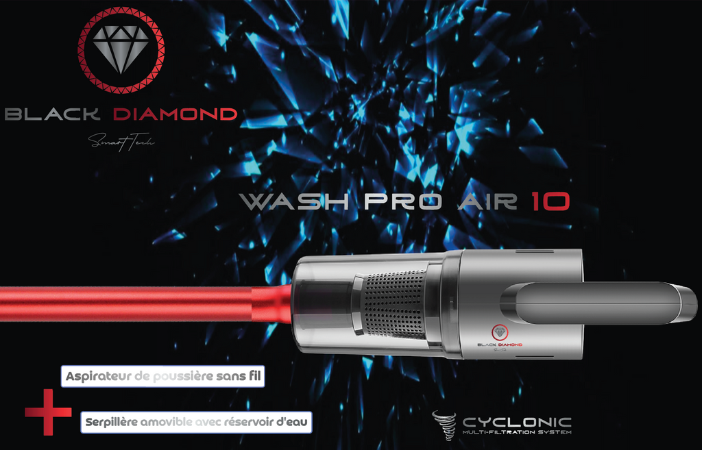 Aspirateur Wash Pro Air 10 : SANS fil + Serpillère avec réservoir d'eau