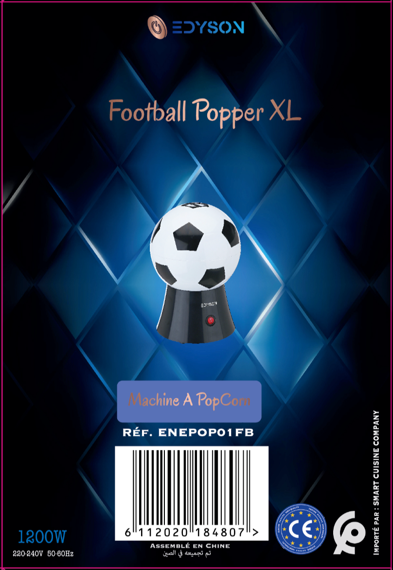 MACHINE À POP CORN "FOOTBALL POPPER XL" AVEC BOL